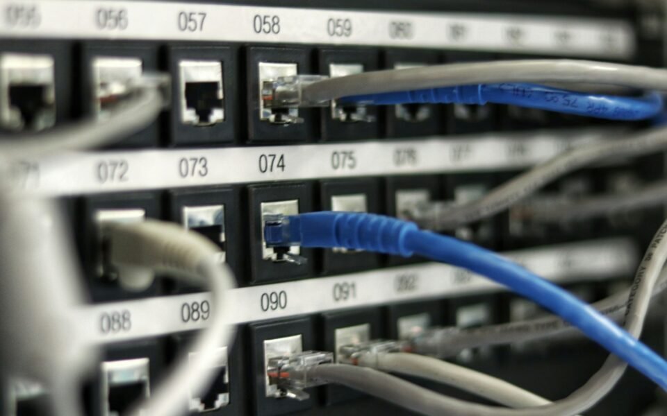 Cables de red conectados a un conmutador